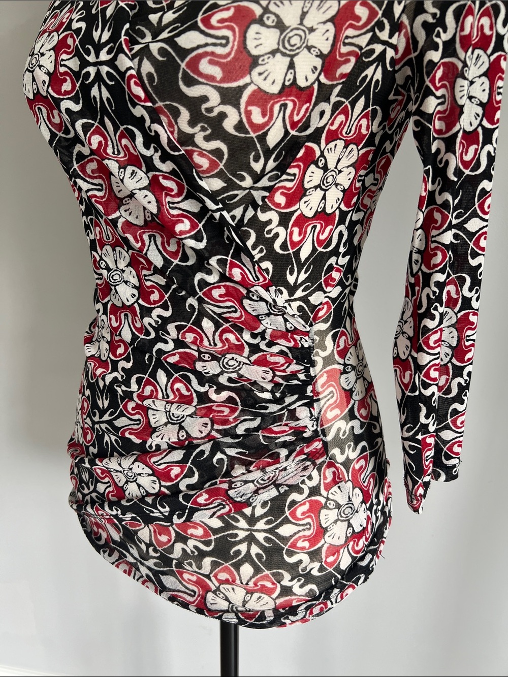 Karen Kane Semi-Sheer Wrap Blouse - Picture 3 of 7